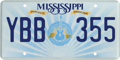 MS license plate YBB355