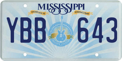MS license plate YBB643