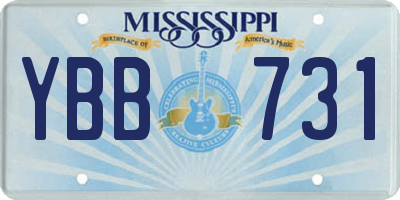 MS license plate YBB731