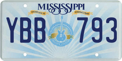 MS license plate YBB793