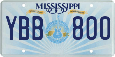 MS license plate YBB800