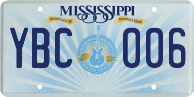 MS license plate YBC006