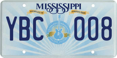 MS license plate YBC008