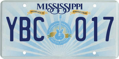 MS license plate YBC017