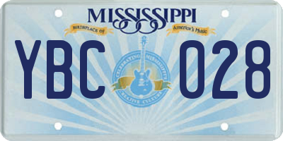MS license plate YBC028