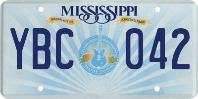 MS license plate YBC042