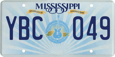 MS license plate YBC049