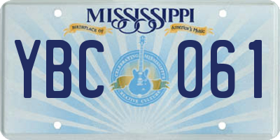 MS license plate YBC061