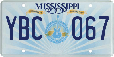MS license plate YBC067