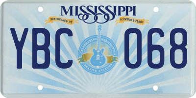 MS license plate YBC068
