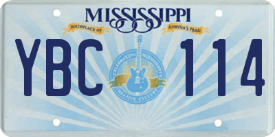 MS license plate YBC114