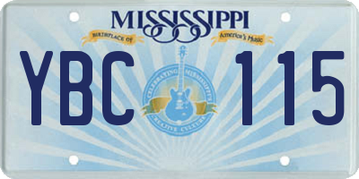 MS license plate YBC115