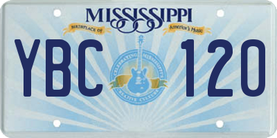 MS license plate YBC120