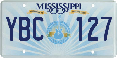 MS license plate YBC127