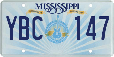 MS license plate YBC147