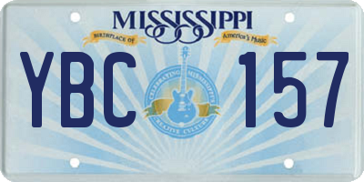 MS license plate YBC157