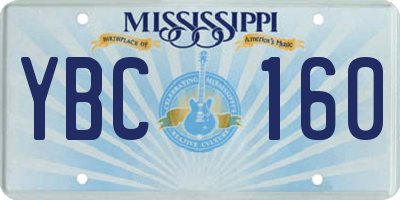 MS license plate YBC160