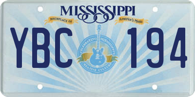 MS license plate YBC194
