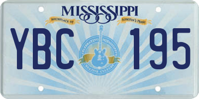 MS license plate YBC195