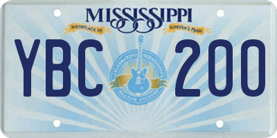 MS license plate YBC200