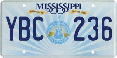 MS license plate YBC236