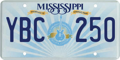 MS license plate YBC250