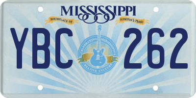 MS license plate YBC262