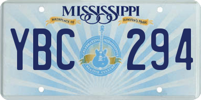 MS license plate YBC294