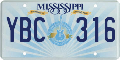 MS license plate YBC316