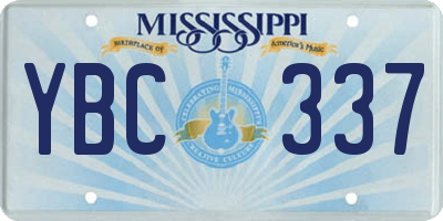 MS license plate YBC337