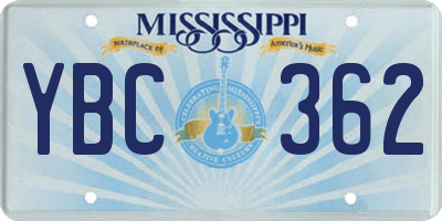 MS license plate YBC362