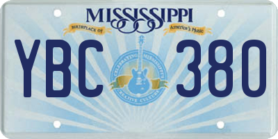 MS license plate YBC380