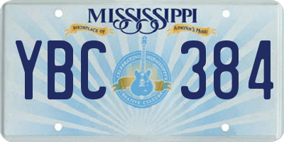 MS license plate YBC384