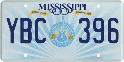 MS license plate YBC396