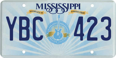 MS license plate YBC423