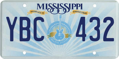 MS license plate YBC432