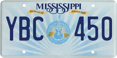 MS license plate YBC450