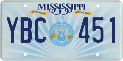 MS license plate YBC451