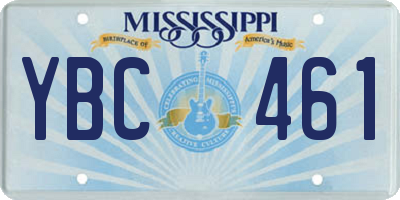 MS license plate YBC461