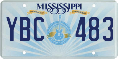 MS license plate YBC483