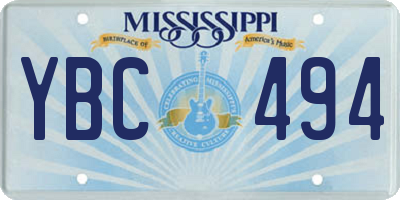 MS license plate YBC494