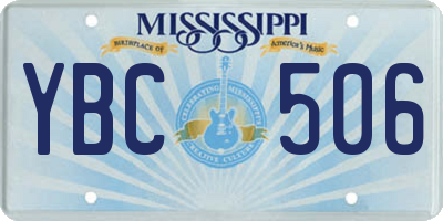 MS license plate YBC506