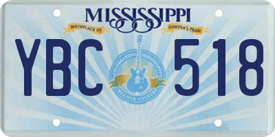 MS license plate YBC518