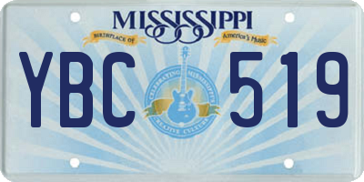 MS license plate YBC519