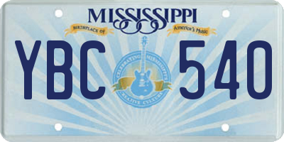 MS license plate YBC540