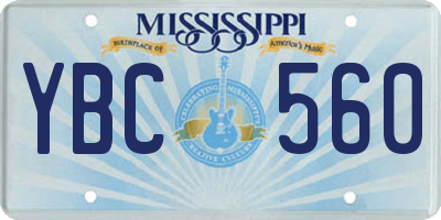MS license plate YBC560