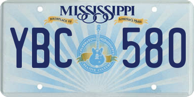 MS license plate YBC580