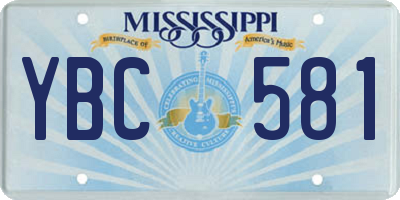 MS license plate YBC581