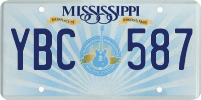 MS license plate YBC587