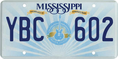 MS license plate YBC602